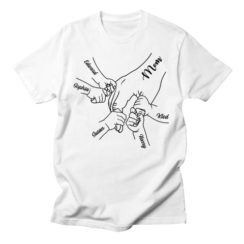 Personalized Shirt For Grandma From Grandson Mom And Childs Hands Holding Hands Custom Name Gifts Ideas For Grandma Short Sleeve Tops Tee T-Shirt For Birthday Mothers Day Meaningful Saying