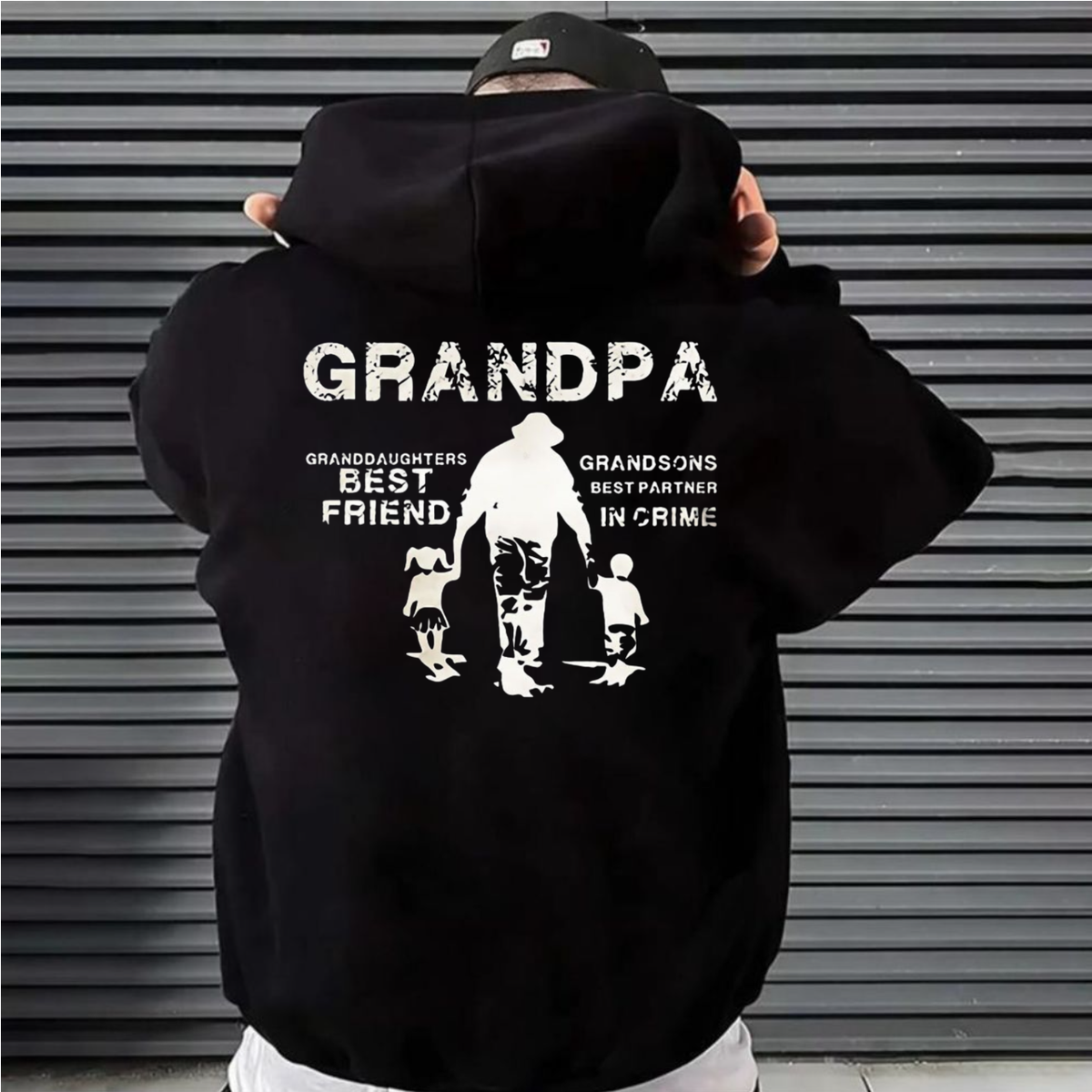 Grandpa Back Print T Shirt, Granddaughters B*St Friend Grandsons B*St Partner In Crime Shirt, Grandfather Gift, Fathers Day Gift For Men, Unisex Crewneck Pullover Tee, Classic Streetwear