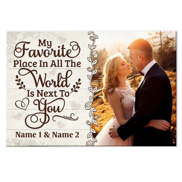 Personalized Canvas Wall Art For Wifey Hubby From Him Her Gifts For Couple Couple Photo Poster My Favorite Flace In The Word Custom Name Poster Prints Hanging Home Decor For Valentines