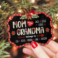 Mom Grandma Belongs To Ornament, Personalized Christmas Gift For Grandma, Custom Grandkids Names, Holiday Poinsettia Plaid Ornament