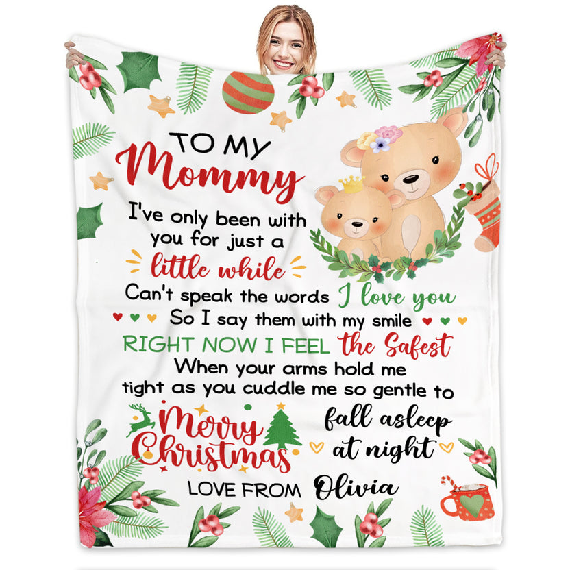 Personalized Blanket For New Mom From Baby Family I've Only Been With You Xmas Decorations Cute Bear Mommy And Baby Custom Name Pregnancy Gifts Fleece Sherpa Blanket For Christmas