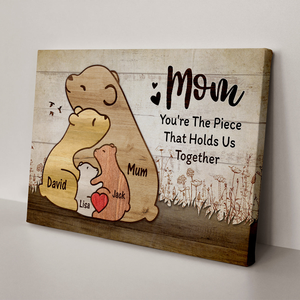 Useful Gifts For Mom You're The Piece That Holds Us Together Pieces Bears Mommy Kids Canvas Wall Art Poster Prints Wall Decor