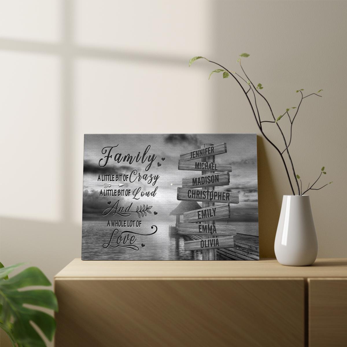 Personalized Canvas Wall Art For Mom Dad Grandma From Kids Grandkids Wooden Signs Black White A Little Crazy Custom Multi Name Poster Prints Home Decor Family Gifts For Mom Dad On Birthday