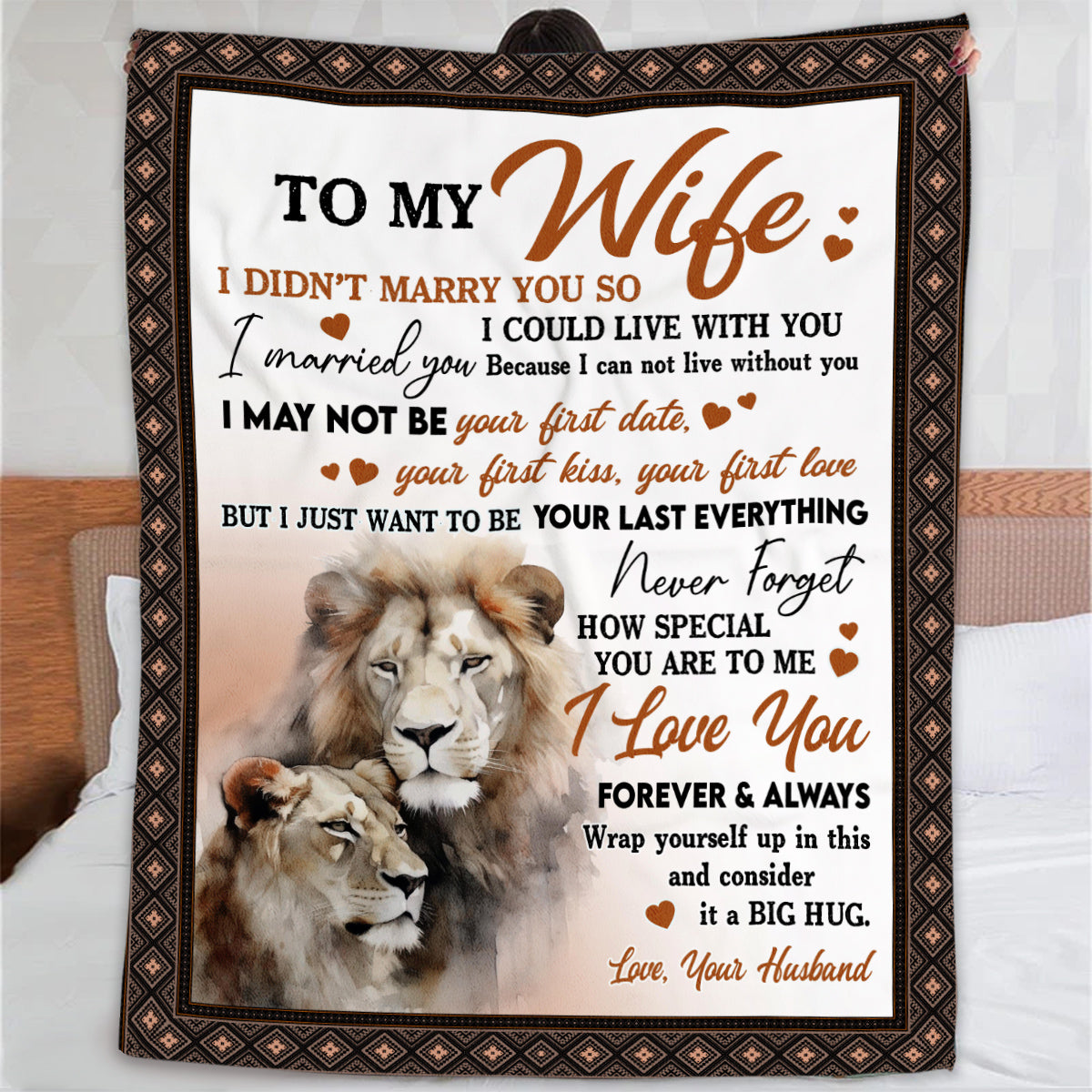 Gifts Ideas For Wife, Lion Couple Love You Always, Personalized Blanket, Gifts For Husband And Wife From Husband Lovers, Custom Fleece Sherpa Blanket, Gifts For Birthday Anniversary