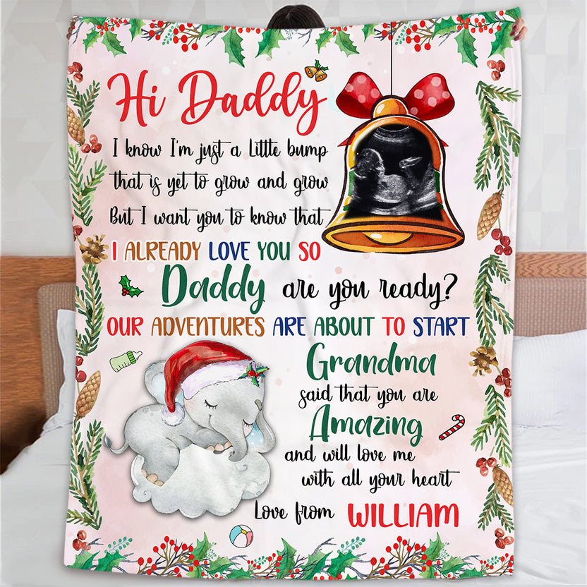New Dad Gifts, Baby Ultrasound In Bell And Elephant Daddy Are You Ready Our Adventures Blanket, Gifts For New Daddy, Fleece Sherpa, New Dad Blanket, Gifts For Xmas