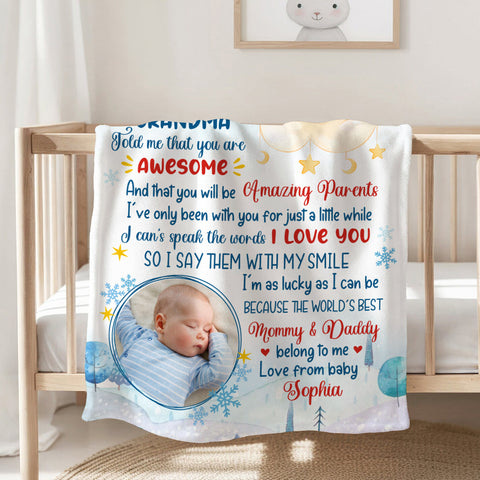 New Parents Gifts, I've Only Been With You For Just A While Elephant Cute Baby Picture, Personalized Blanket, Gifts For New Parents, Fleece Sherpa Blanket, New Parents Blanket For Xmas