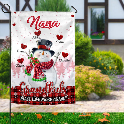 Grandma Gifts, Personalized Nana Grandkids Make Life More Grand Outdoor Banner, Children Names Garden Flag, Holiday Decoration, Winter Home Decoration, Yard Decor, Personalized Garden Flag, Gifts For Nana From Grandkids, Double Sided Outside Welcome Flag,