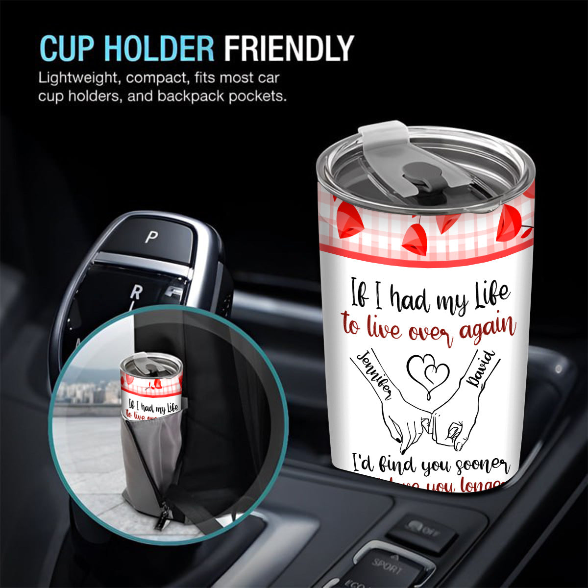 If I Had My Life To Live Over Tumbler Cup, "I’D Find Sooner And Love You Longer” Pinky Promise Hands Tumbler Gifts For Him Her, Custom 20oz Travel Cup, Gifts For Valentines