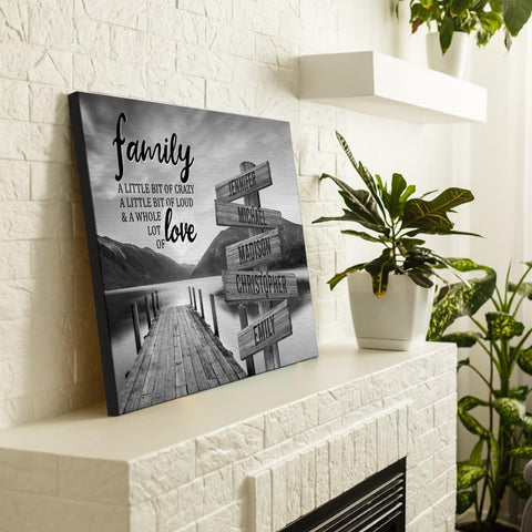 Personalized Canvas Wall Art For Mom Dad Grandma From Kids Grandkids A Little Of Crazy Loud And Lot Love Wooden Signs Custom Multi Name Poster Prints Home Decor Family Gifts For Birthday