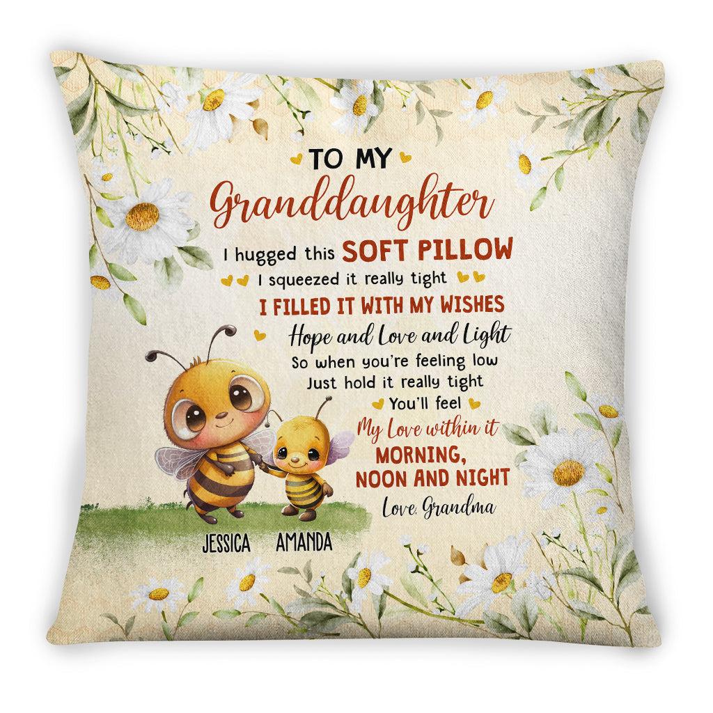 Personalized Square Pillow For Granddaughter Kids From Grandma Gifts For Granddaughter When You're Feeling Low Just Hold It Honey Bee Custom Name Double Sided Sofa Couch Cushion On Birthday