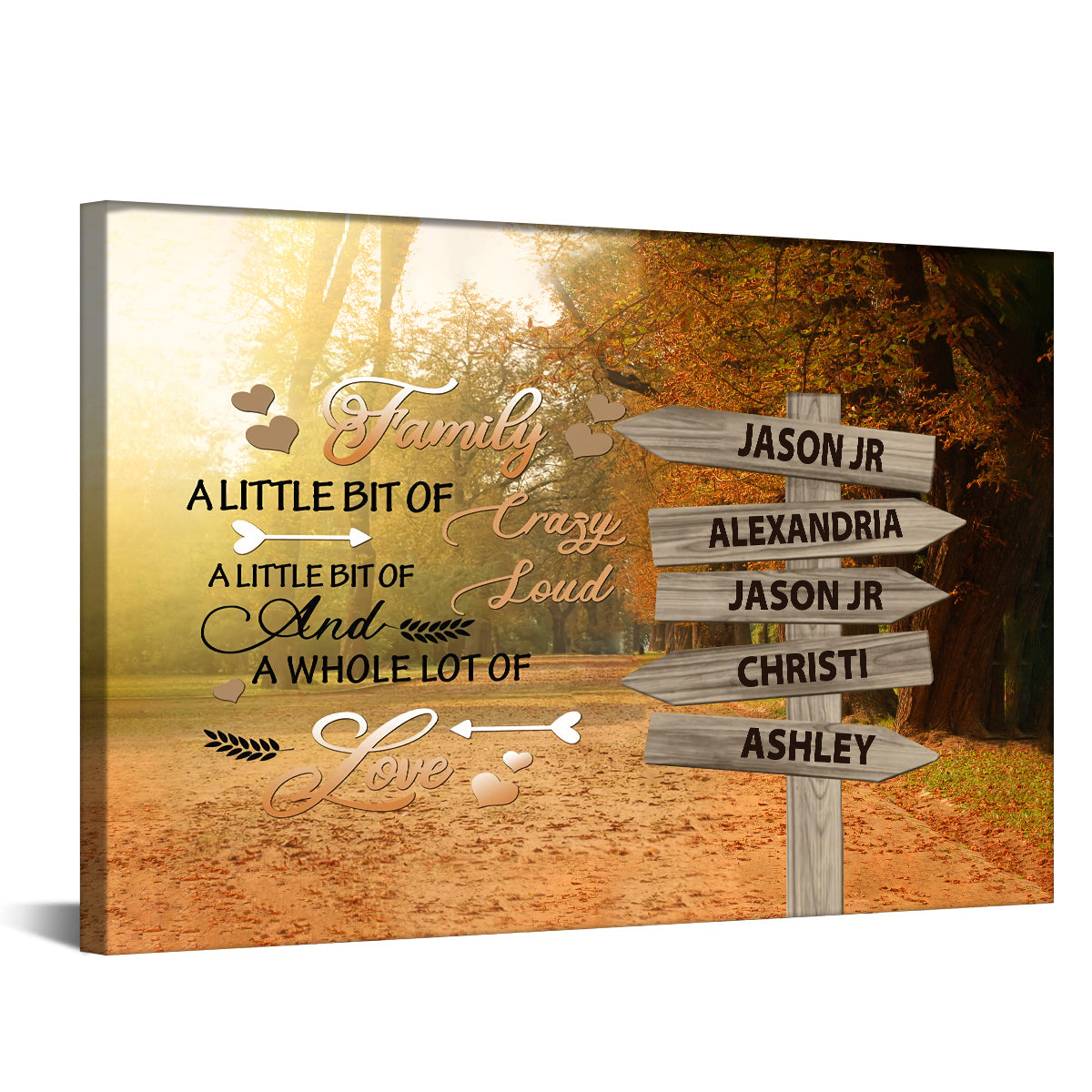Family Gifts, A Little Bit Of Crazy Loud Autumn Street Sign Multi Name Canvas Poster Print , Personalized Canvas Wall Art, Gifts For Mom Dad, Poster Prints Home Decor, Family Wall Art