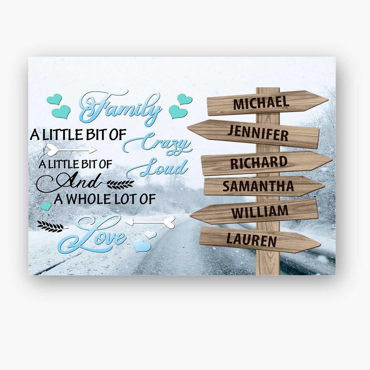 Personalized Canvas Wall Art For Mom Dad Kids From Son Daughter A Little Bit Of Crazy Loud Winter Street Sign Custom Multi Name Poster Prints Home Decor Family Gifts For Mom Dad