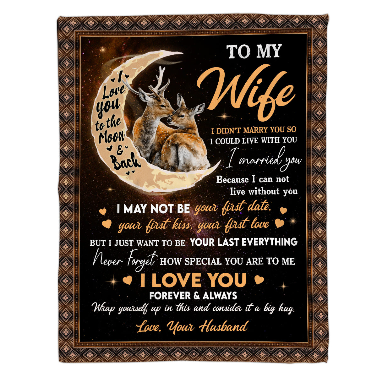 Wifey Gifts, I Didn't Marry You Deer Couple Moon, Personalized Blanket, Gifts For Wife Couple, Custom Fleece Sherpa Blanket