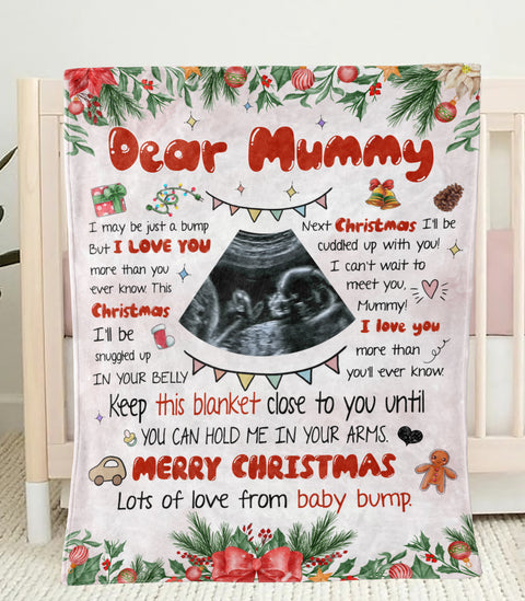 Personalized Blanket For Future Mother From Baby Bump Pregnency I Can't Wait To Meet You Mommy Custom Name Upload Photo New Parents Gifts Fleece Sherpa Blanket For Christmas Xmas