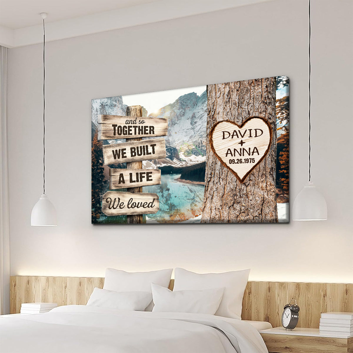 And So Together We Built A Life We Loved Rustic Wood Sign And Tree Heart Design, Personalized Canvas Wall Art, Gifts For Him Her Mr & Mrs, Poster Prints Wall Decor, Gifts For Couple