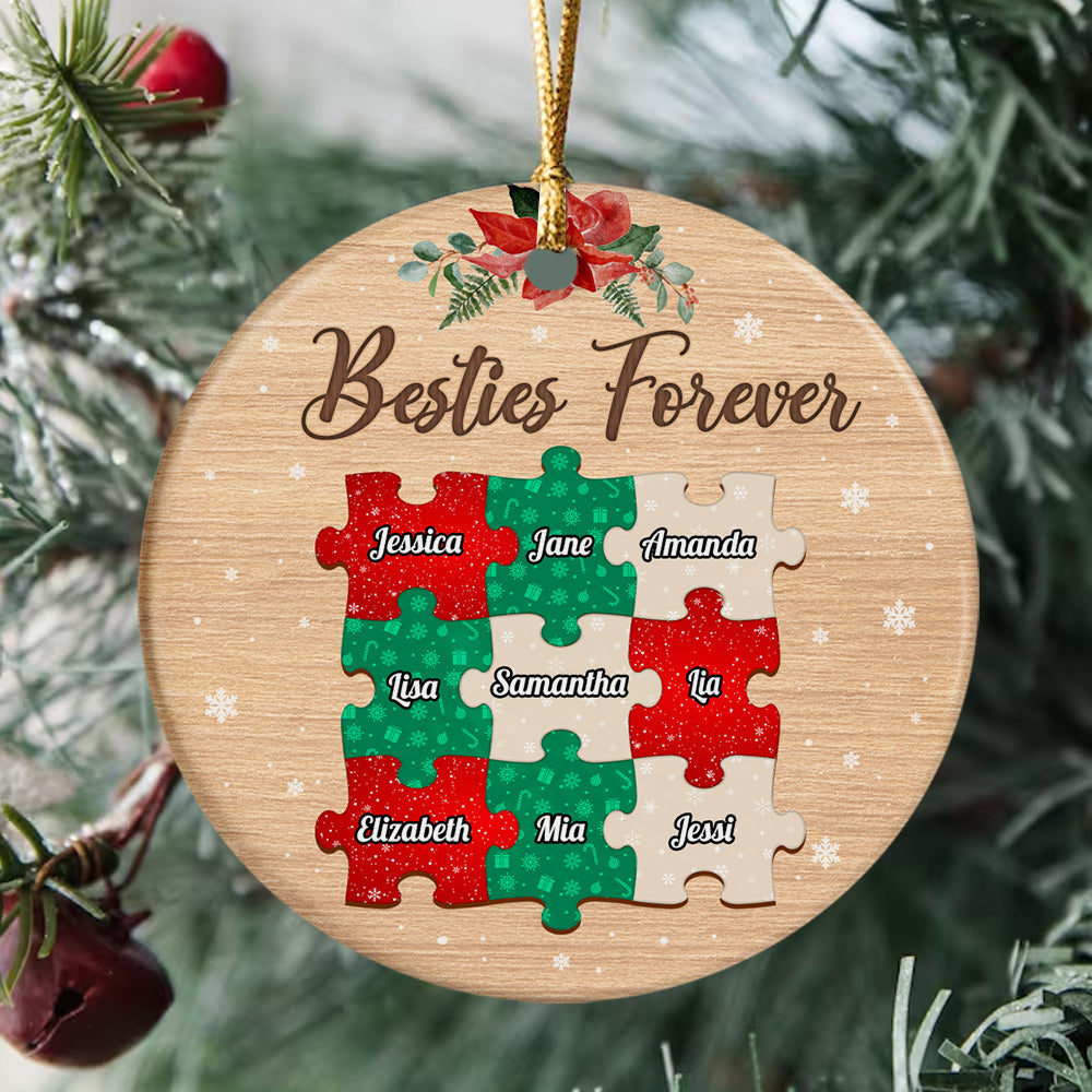 Personalized Friends Cute Forever Ornament, Custom Names Friendship Christmas, Friends Holiday Keepsake Tree Decoration, Personalized Christmas Ornament, Gifts For Unbiological Sister