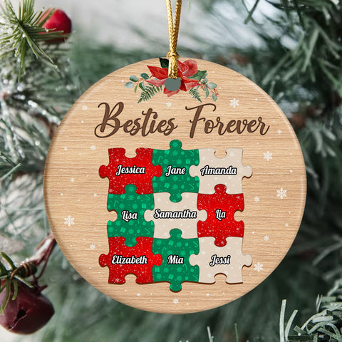 Personalized Friends Cute Forever Ornament, Custom Names Friendship Christmas, Friends Holiday Keepsake Tree Decoration, Personalized Christmas Ornament, Gifts For Unbiological Sister