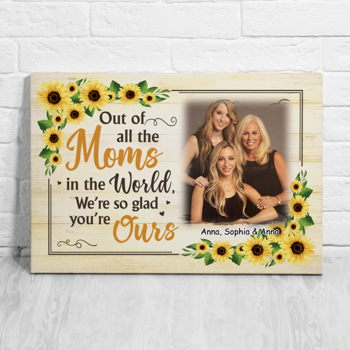 Gifts For Mom, Of All Moms In World Sunflowers Funny, Personalized Canvas Wall Art, Gifts For Mom Mommy From Son Daughter Kids, Poster Prints Home Decor, Gifts For Mother's Day Birthday