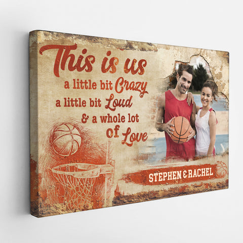 Athletic Couple Canvas Print, A Whole Lot Of Love Wording, Personalized Name Basketball Home Decor  Canvas Wall Art, Gifts For Him Her Poster Prints Wall Decor, Gifts For Valentines