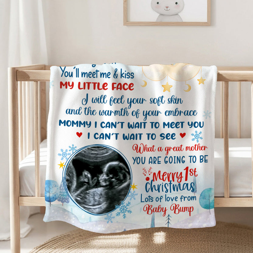 Mom To Be Gifts, I Can't Wait To See What A Mother You Are Going To Be Sonogram Picture, Personalized Blanket, Gifts For New Mommy, Fleece Sherpa, New Mom Blanket, Gifts For Xmas