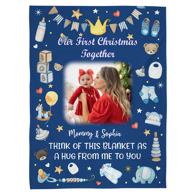 Gifts For New Mom, Our First Christmas Together Mommy And Baby Upload Photo, Personalized Photo Blanket, Gifts For New Mom Mommy, Fleece Sherpa, New Mom Blanket, Gifts For Christmas