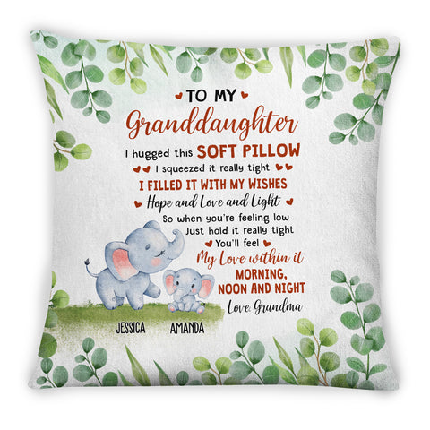 Personalized Square Pillow For Granddaughter Kids From Grandparents Gifts For Granddaughter You'll Feel My Love Within It Morning Elephant Custom Name Double Sided Couch Cushion On Birthday