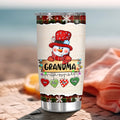 Custom Grandma Tumbler, Christmas String Lights Grandchildren Name, Winter Drinkware Cup, Personalised Grandma Xmas Stainless Steel Cup, Personalized Tumbler, Gifts For Nana Grandmother