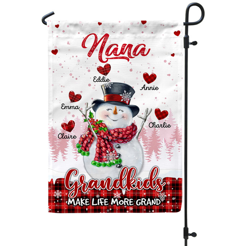 Grandma Gifts, Personalized Nana Grandkids Make Life More Grand Outdoor Banner, Children Names Garden Flag, Holiday Decoration, Winter Home Decoration, Yard Decor, Personalized Garden Flag, Gifts For Nana From Grandkids, Double Sided Outside Welcome Flag,