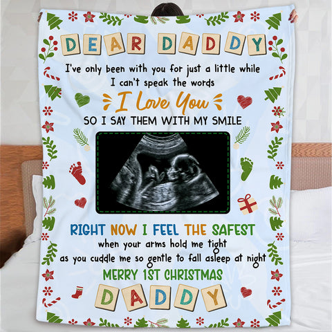 Dad To Be Gifts, Dear Daddy I've Only Been With You Baby Ultrasound, Personalized Blanket, Gifts For Future Dad To Be, Fleece Sherpa, Pregnancy Reveal Blanket, Gifts For Christmas