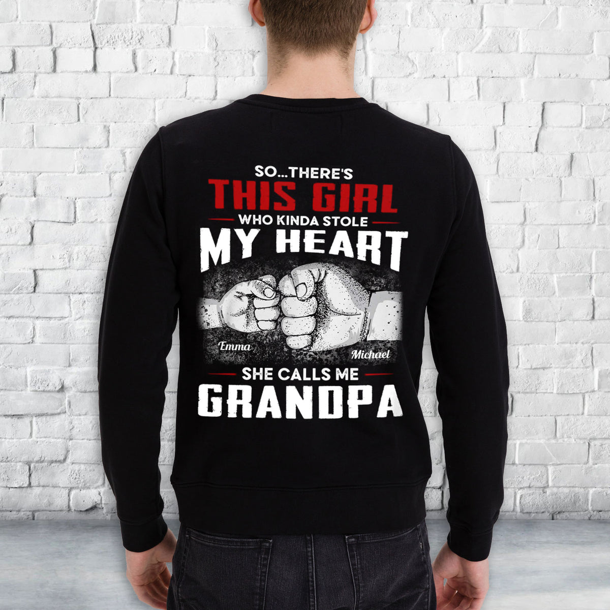 Personalized T-Shirt For Papa From Granddaughter Grandson Girl Who Kinda Stole Heart Custom Name Grandpa Gifts Ideas Short Sleeve Tops Tee Shirt For Men Family On Birthday Xmas Fathers Day