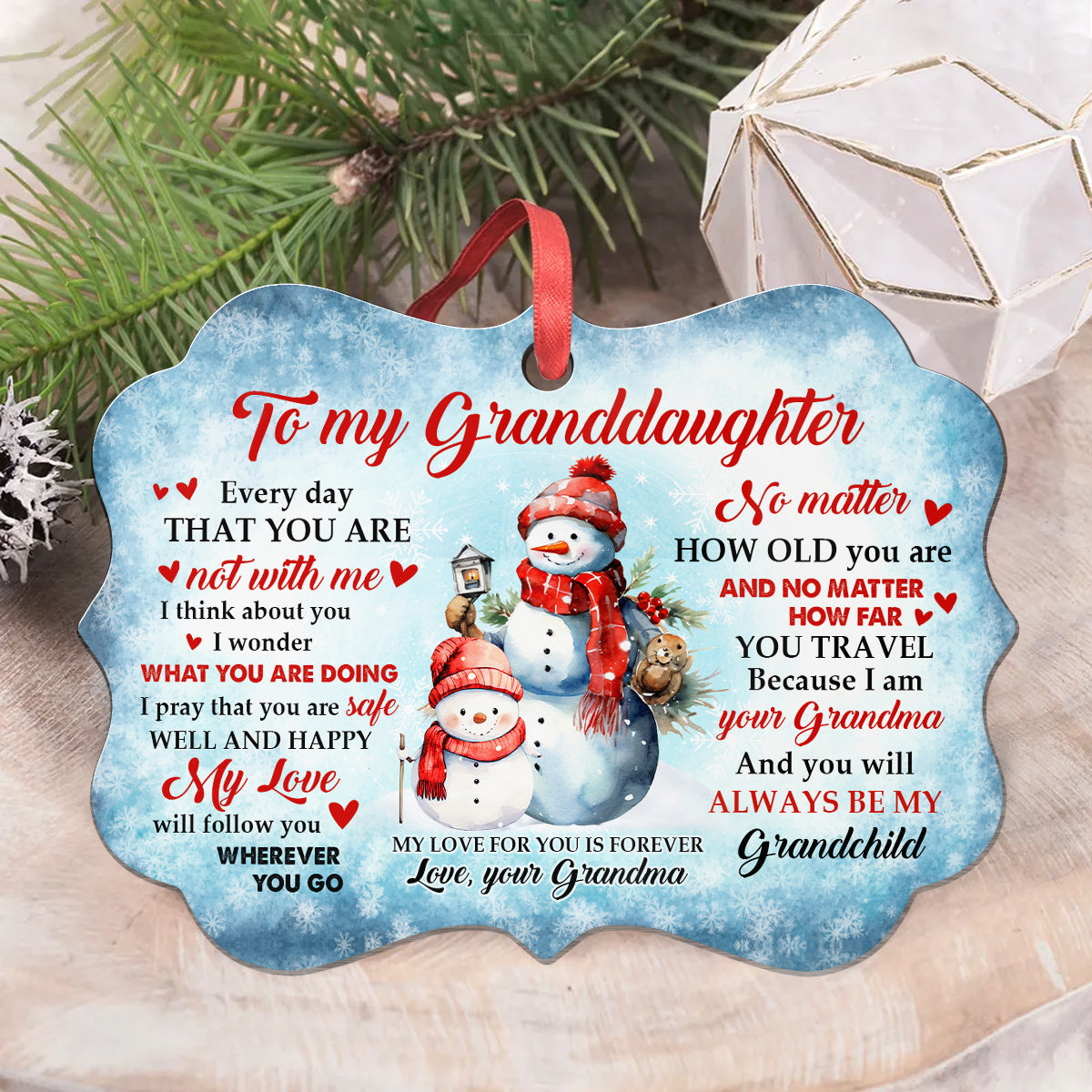 Granddaughter Gifts, Cute Grandma & Grandkid Together Snowflakes I Wonder What You Are Doing Medallion Aluminum Ornament For Baby From Mimi, Xmas Tree Decor, Gifts For Birthday Xmas