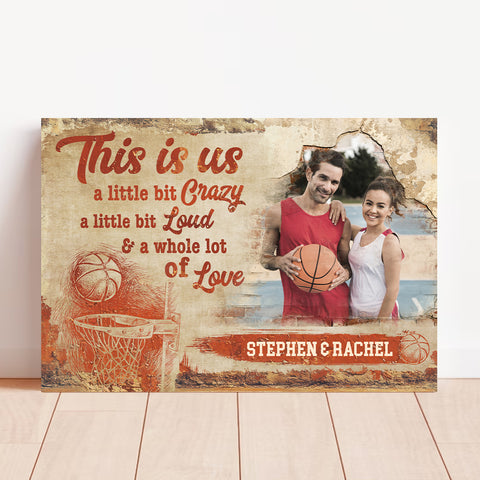 Athletic Couple Canvas Print, A Whole Lot Of Love Wording, Personalized Name Basketball Home Decor  Canvas Wall Art, Gifts For Him Her Poster Prints Wall Decor, Gifts For Valentines