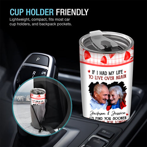 If I Had My Life To Live Over Tumbler Cup, "I’D Find Sooner And Love You Longer”, Personalized Tumbler, Gifts For Him Her Wife Husband 20oz With Lid Travel Cup, Gifts For Valentine