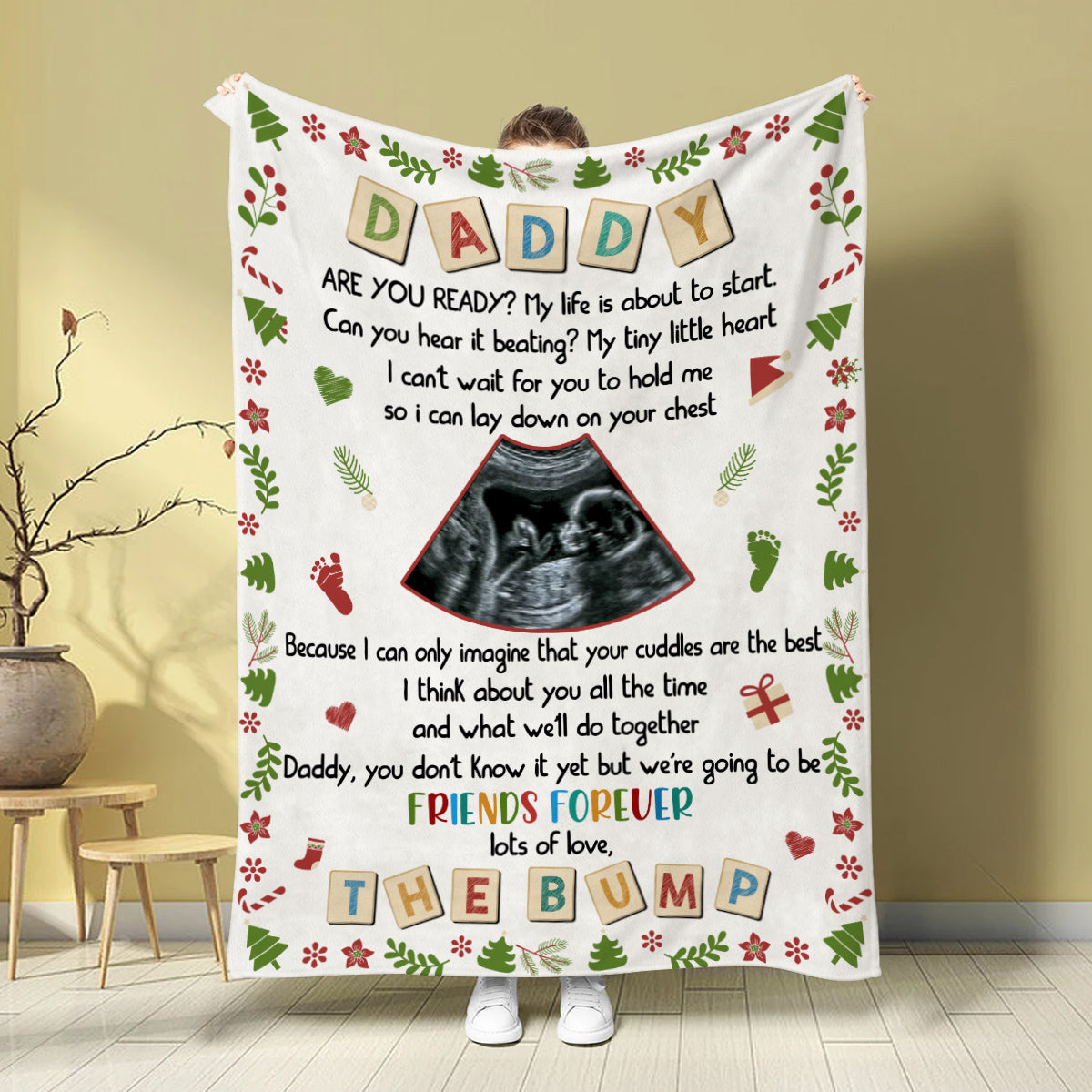 Dad To Be Gifts, Daddy Are You Ready I Can't Wait For You To Hold Me Baby Ultrasound, Personalized Blanket, Gifts For New Daddy, Fleece Sherpa, New Dad Blanket, Gifts For Christmas