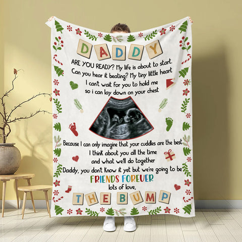 Dad To Be Gifts, Daddy Are You Ready I Can't Wait For You To Hold Me Baby Ultrasound, Personalized Blanket, Gifts For New Daddy, Fleece Sherpa, New Dad Blanket, Gifts For Christmas