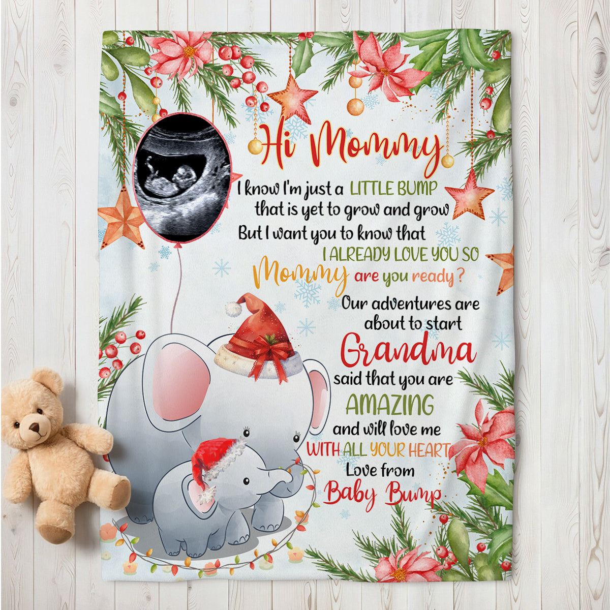 Elephant Pregnancy Announcement Baby Blanket, Ultrasound Baby Reveal Gifts For 1st Time Parents, Cozy Fleece Blanket For New Mom New Dad Keepsake, Expecting Mom Christmas Presents