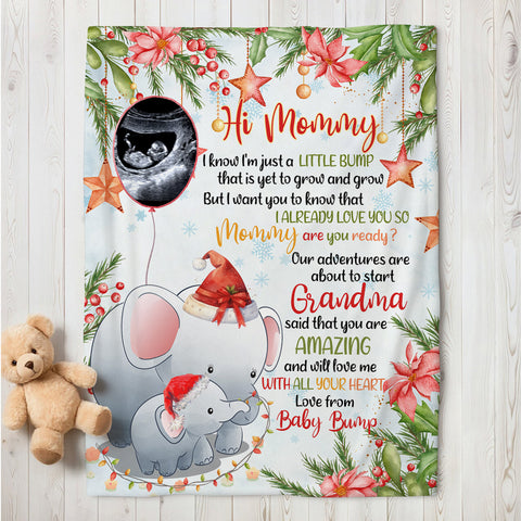Elephant Pregnancy Announcement Baby Blanket, Ultrasound Baby Reveal Gifts For 1st Time Parents, Cozy Fleece Blanket For New Mom New Dad Keepsake, Expecting Mom Christmas Presents