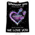 Grandma Gifts, Whenever You Touch This Heart Handprints, Personalized Blanket, Gifts For Grammy From Grandson Custom Fleece Sherpa Blanket, Gifts For Christmas Xmas Birthday Mothers Day