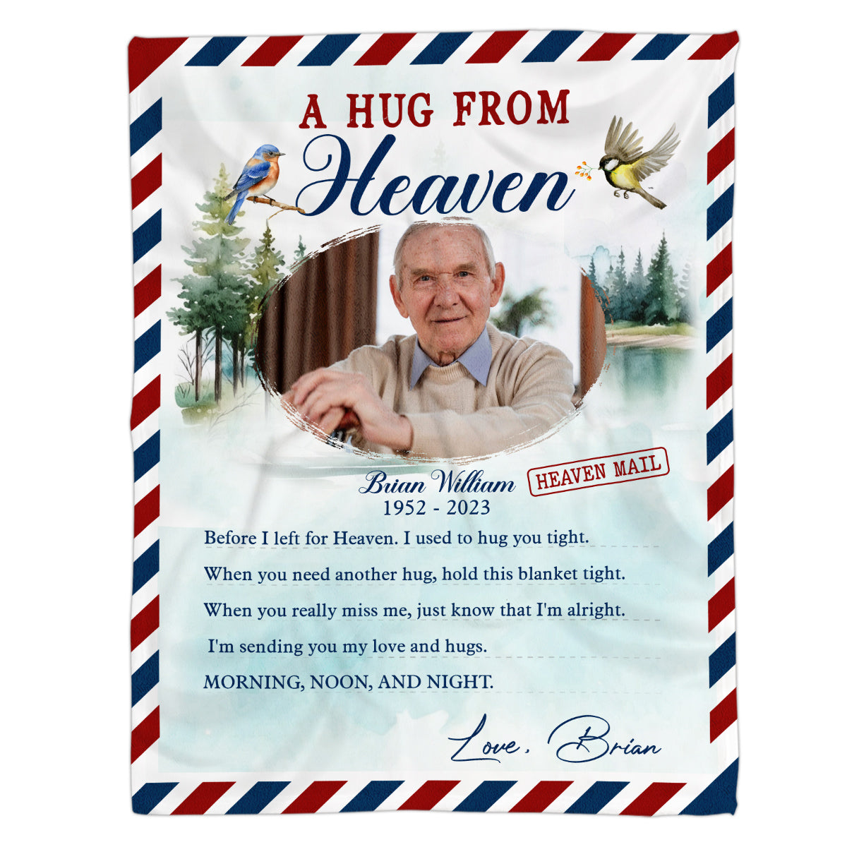 Bereavement Gifts Ideas, Personalized Memorial Blanket, A Hug From Heaven Letter Style Upload Memorial Photo, Loss Of Dad Mom Blanket, Fleece Sherpa, Bereavement Gifts For Anniversary