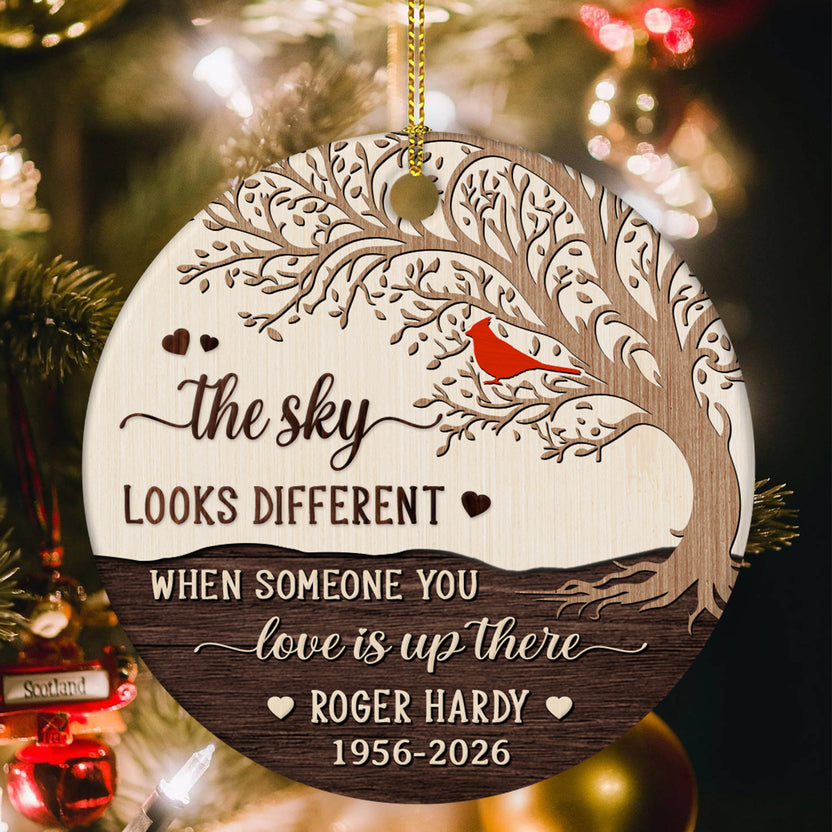 Sympathy Gifts, Memorial Ornament, Sky Look Different When Someone You Love Is Up There, Custom Remembrance Ornament, Memorial Sympathy Keepsake, Loss Of Family Member Tree Decor