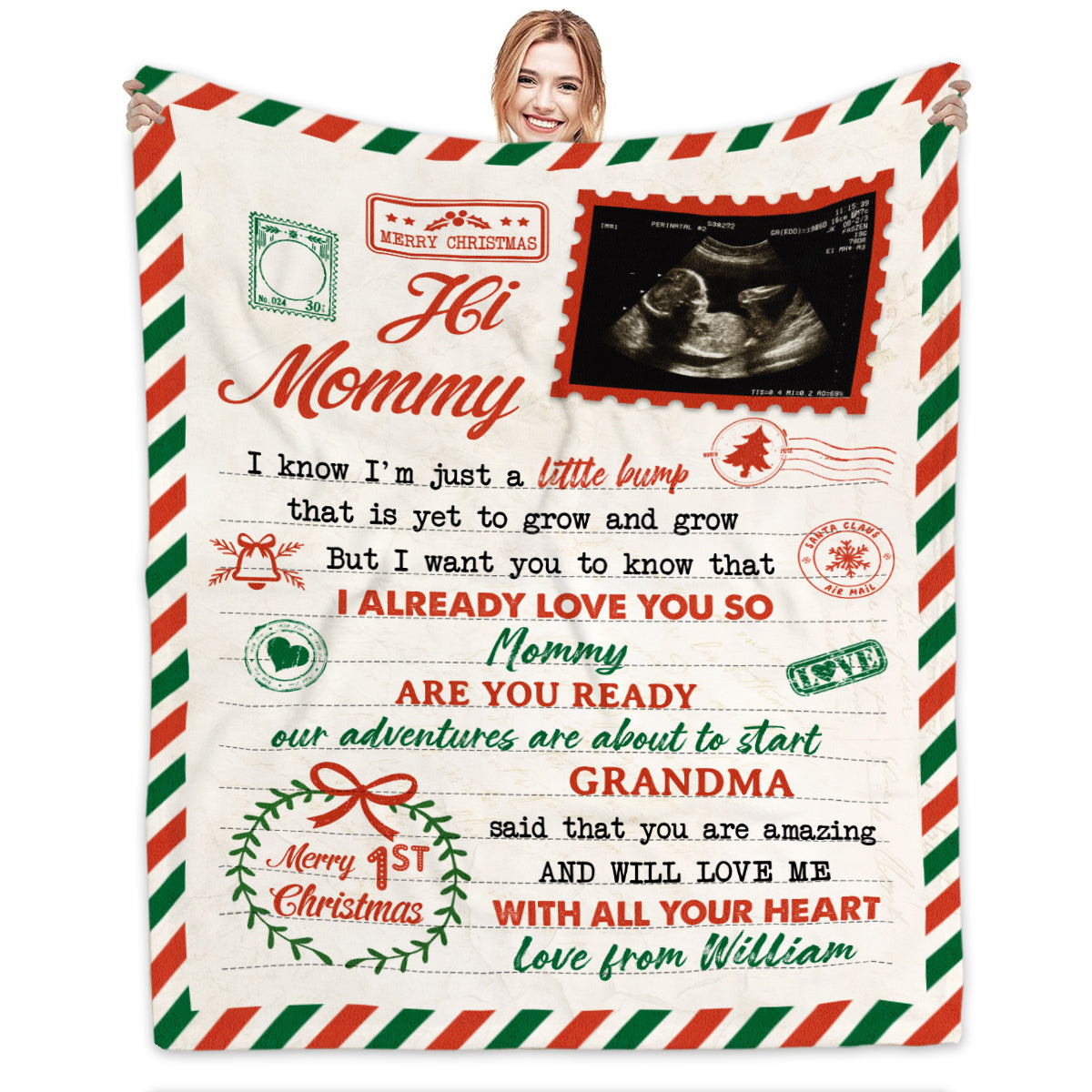 Personalized Blanket For New Mommy To Be From New Dad Baby Bump Grandma Said That You Are Awesome Ultrasound Gifts For New Mom Custom Name Photo Fleece Sherpa Blanket For Christmas