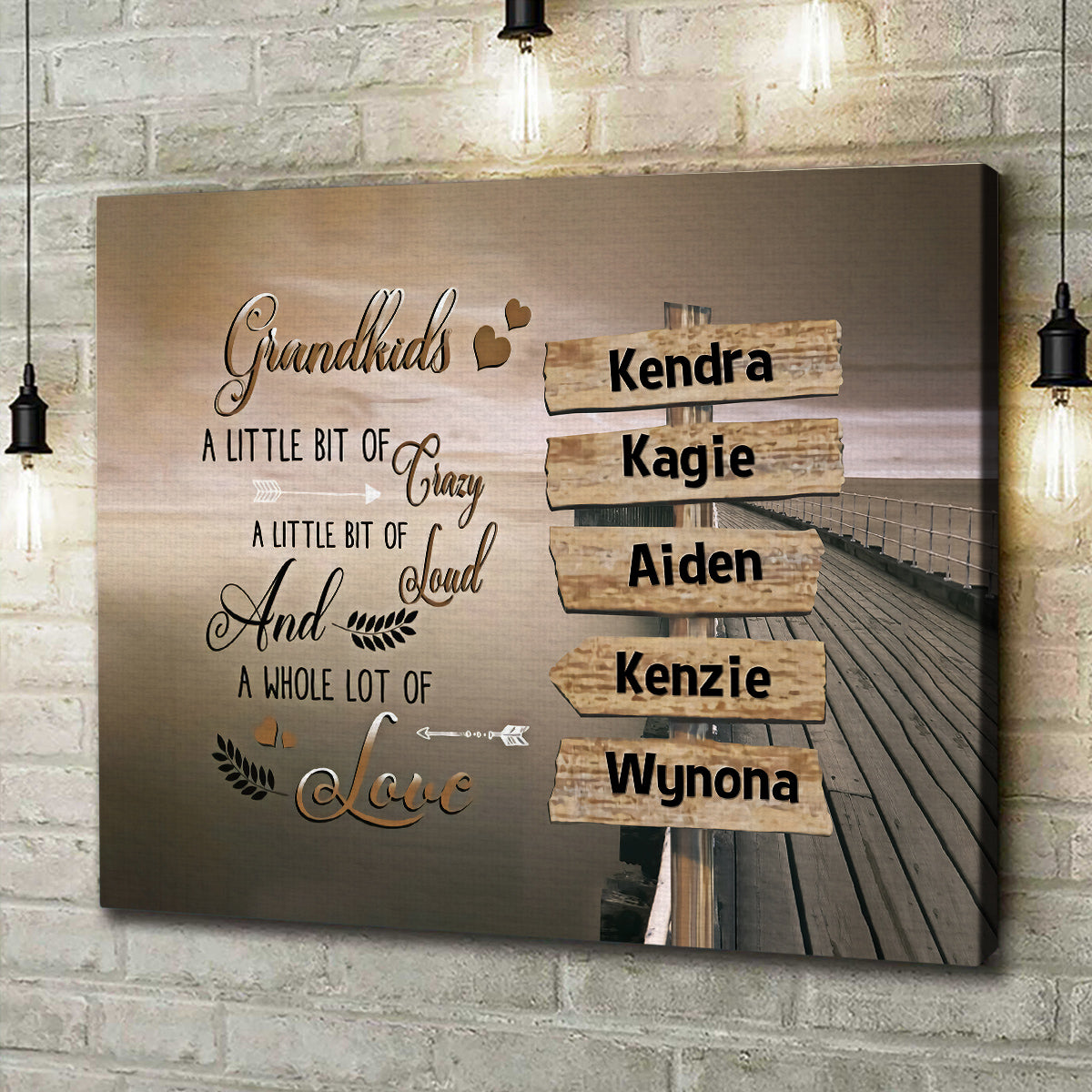 Gifts For Grandma, Street Sign Grandkids Grandparents Wooden River Wall , Personalized Canvas Wall Art, Gifts For Mimi From Grandchild, Poster Prints Home Decor, Gifts For Birthday