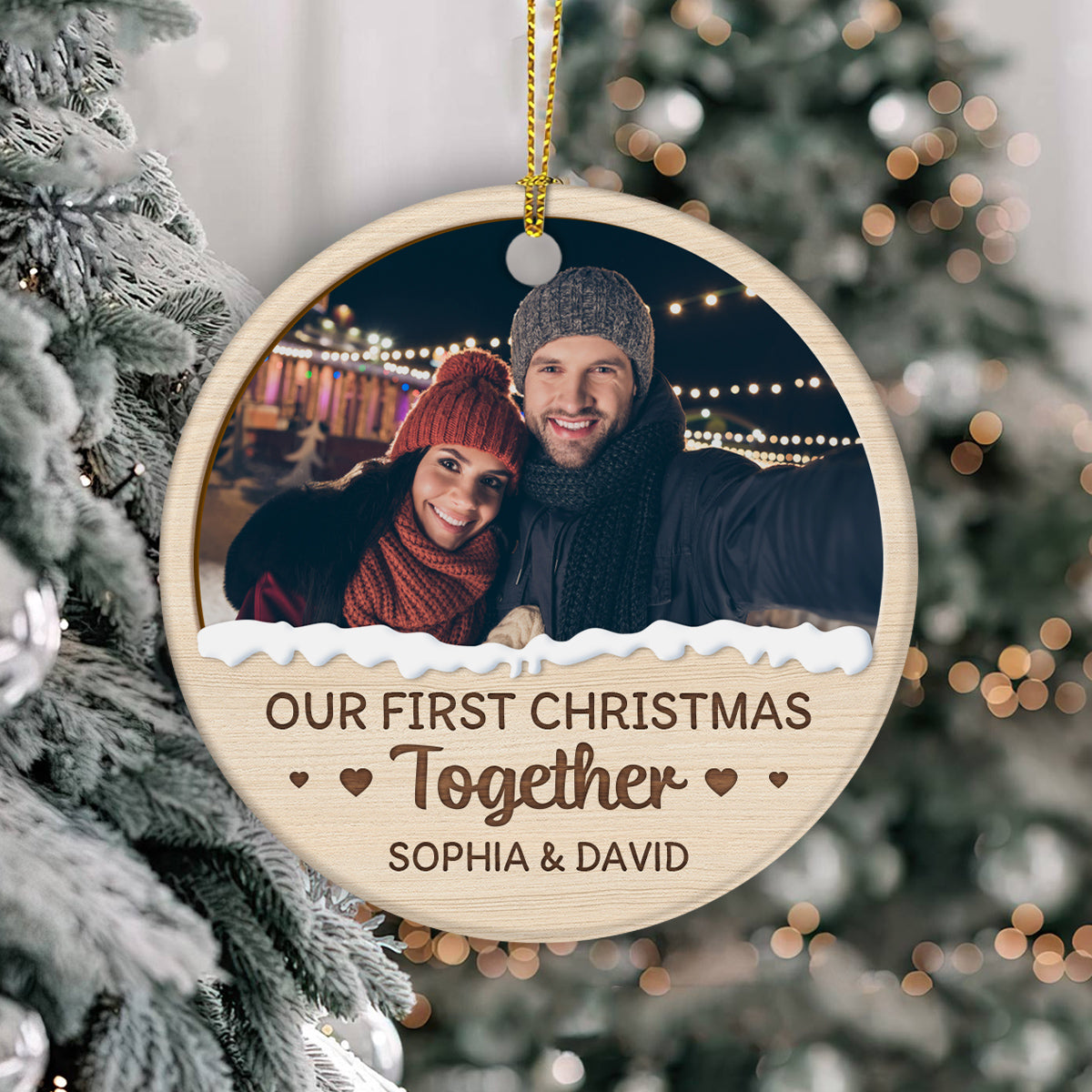 Couple Photo First Christmas Ornament, Custom Holiday Tree Decoration, Romantic Couple Keepsake, First Christmas Together Keepsake, Holiday Ornament Gifts For Him Her Honey Wife Husband