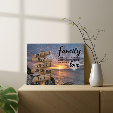 Personalized Canvas Wall Art For Mom Dad Grandma From Kids Grandkids Wooden Signs A Little Crazy Loud Custom Multi Name Poster Prints Home Decor Fun Family Gifts For Mom Dad On Birthday
