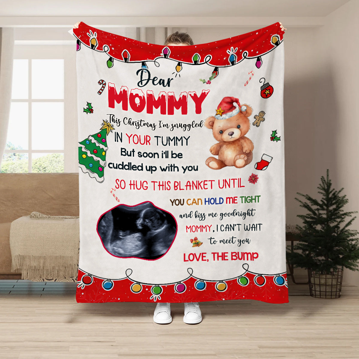 Mom To Be Gifts, So Hug This Blanket Until You Can Hold Tight Bear With Sonogram, Personalized Blanket, Gifts For Mommy New Mom, Fleece Sherpa, New Mom Blanket, Gifts For Christmas