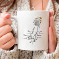 Grandma Gifts, Holding Mom's Hand Floral Mug Little Hands Kids Grandkids Holding Mom Nana Hand, Personalized Coffee Mug, Gifts For Nana From Grandson, 11 15oz, Gifts For Mother's Day