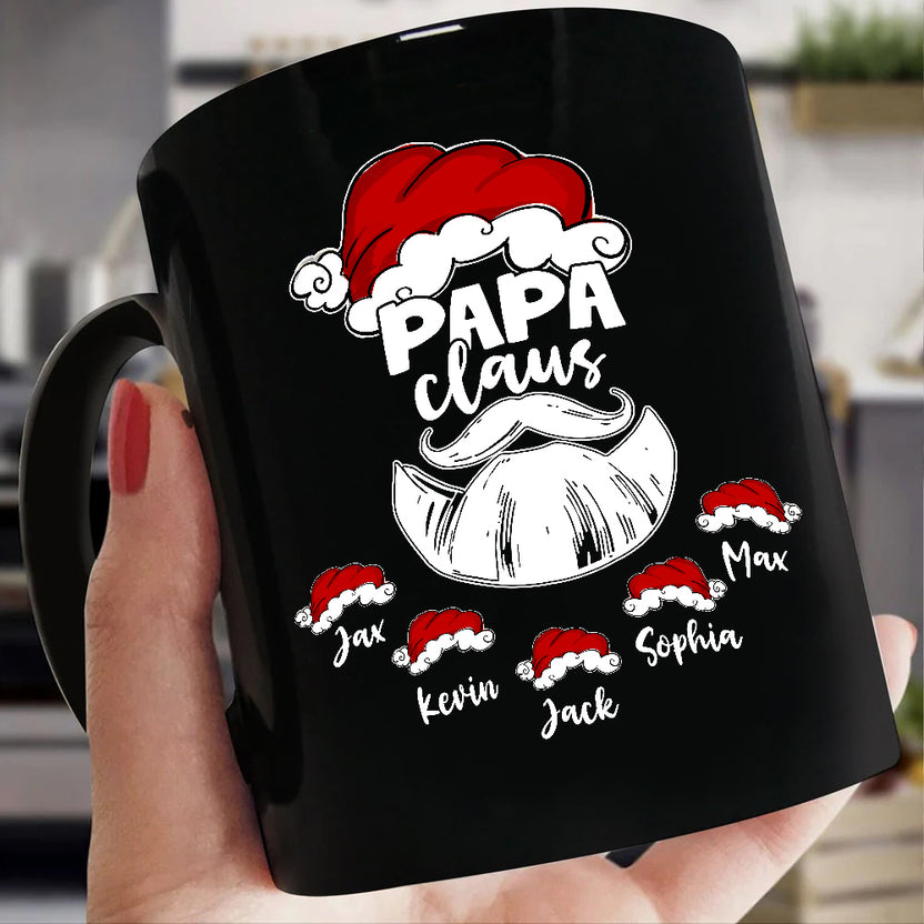 Gifts For Grandpa, Santa Hat With Beard Papa Claus, Personalized Coffee Mug, Gifts For Poppy From Grandchildren, Novelty 11 15oz Ceramic Cup, Gifts For Christmas Papa Men Pop Pop Cute