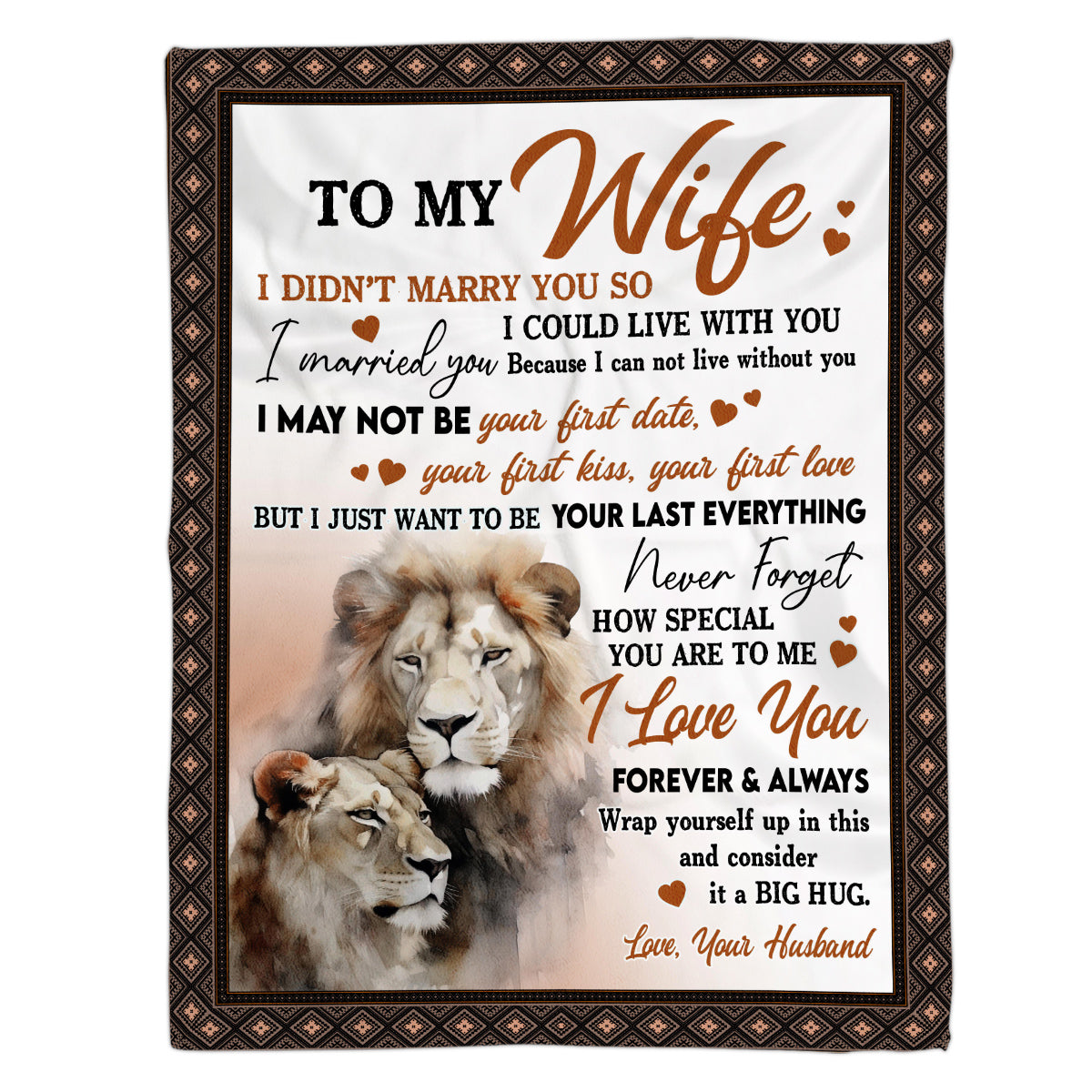 Gifts Ideas For Wife, Lion Couple Love You Always, Personalized Blanket, Gifts For Husband And Wife From Husband Lovers, Custom Fleece Sherpa Blanket, Gifts For Birthday Anniversary