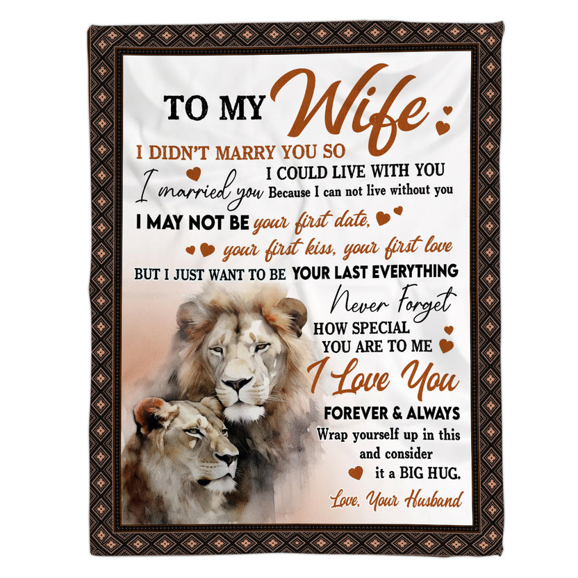 Gifts Ideas For Wife, Lion Couple Love You Always, Personalized Blanket, Gifts For Husband And Wife From Husband Lovers, Custom Fleece Sherpa Blanket, Gifts For Birthday Anniversary