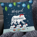 Grammie Pillow, Custom Kids Names Polar Bear Family Pillow, Blue Christmas Decor, Living Room Accent Case, Holiday Snowflake Decor, Christmas Holiday